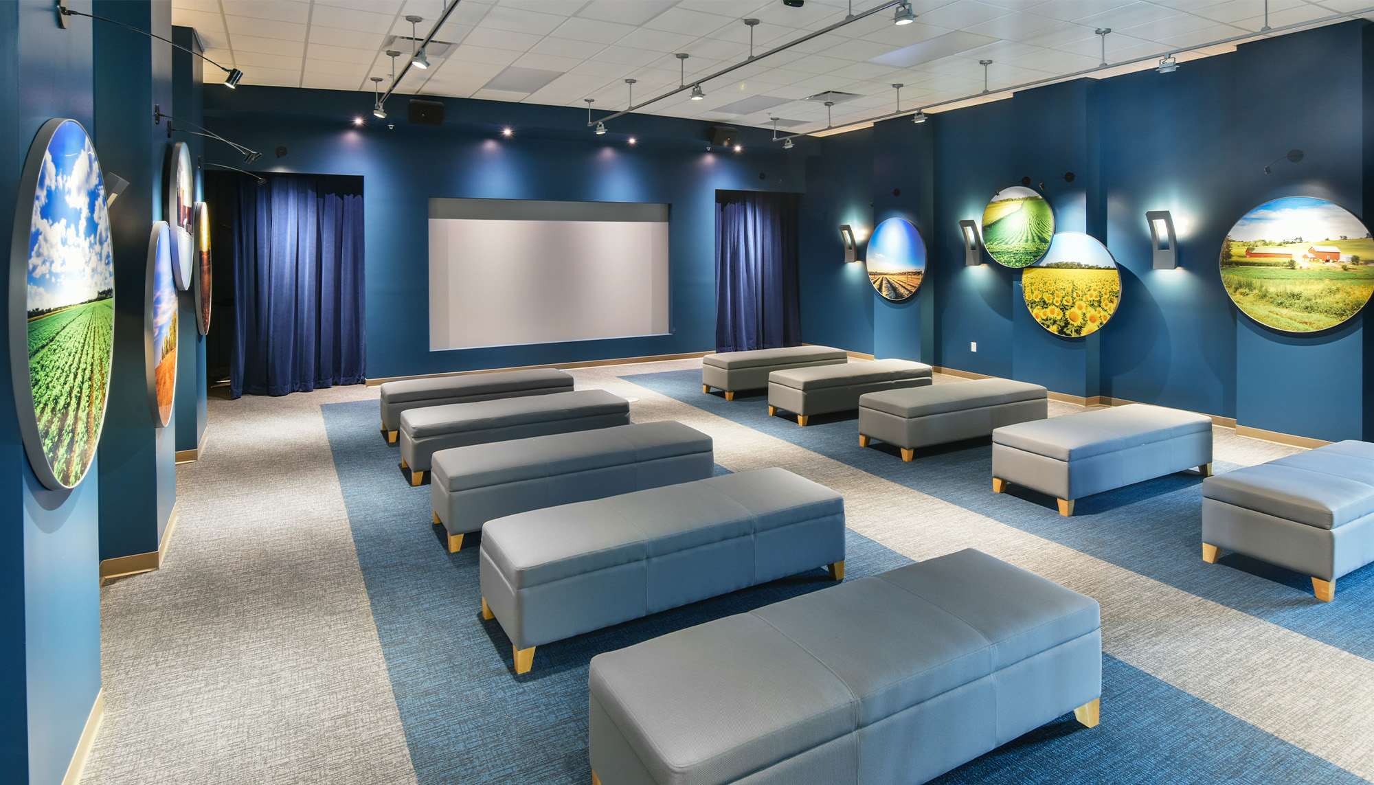 Agricultural education center featuring interactive learning space, presentation area and community facility design.