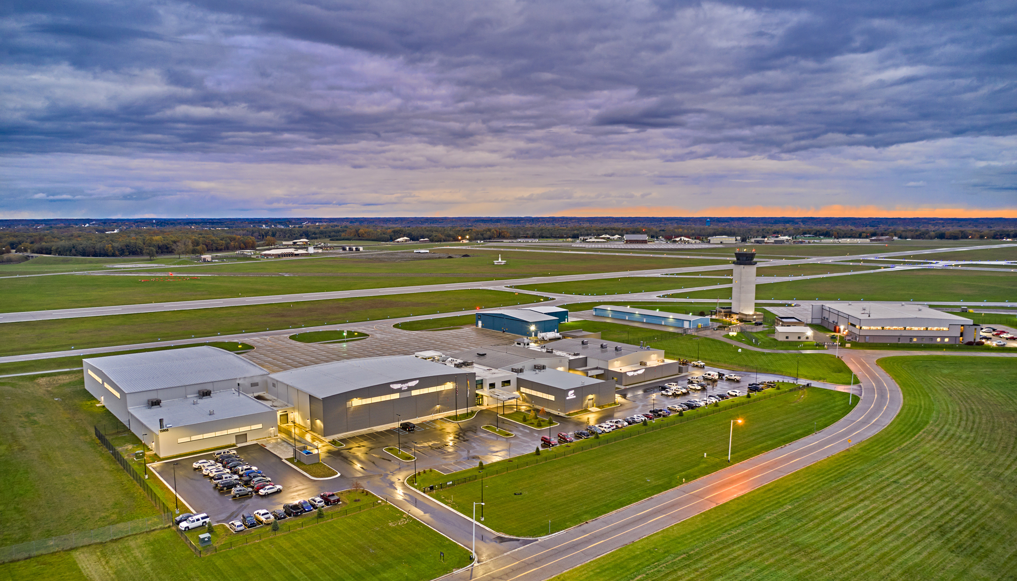 Waco hangar arial view of pre-engineered metal building 