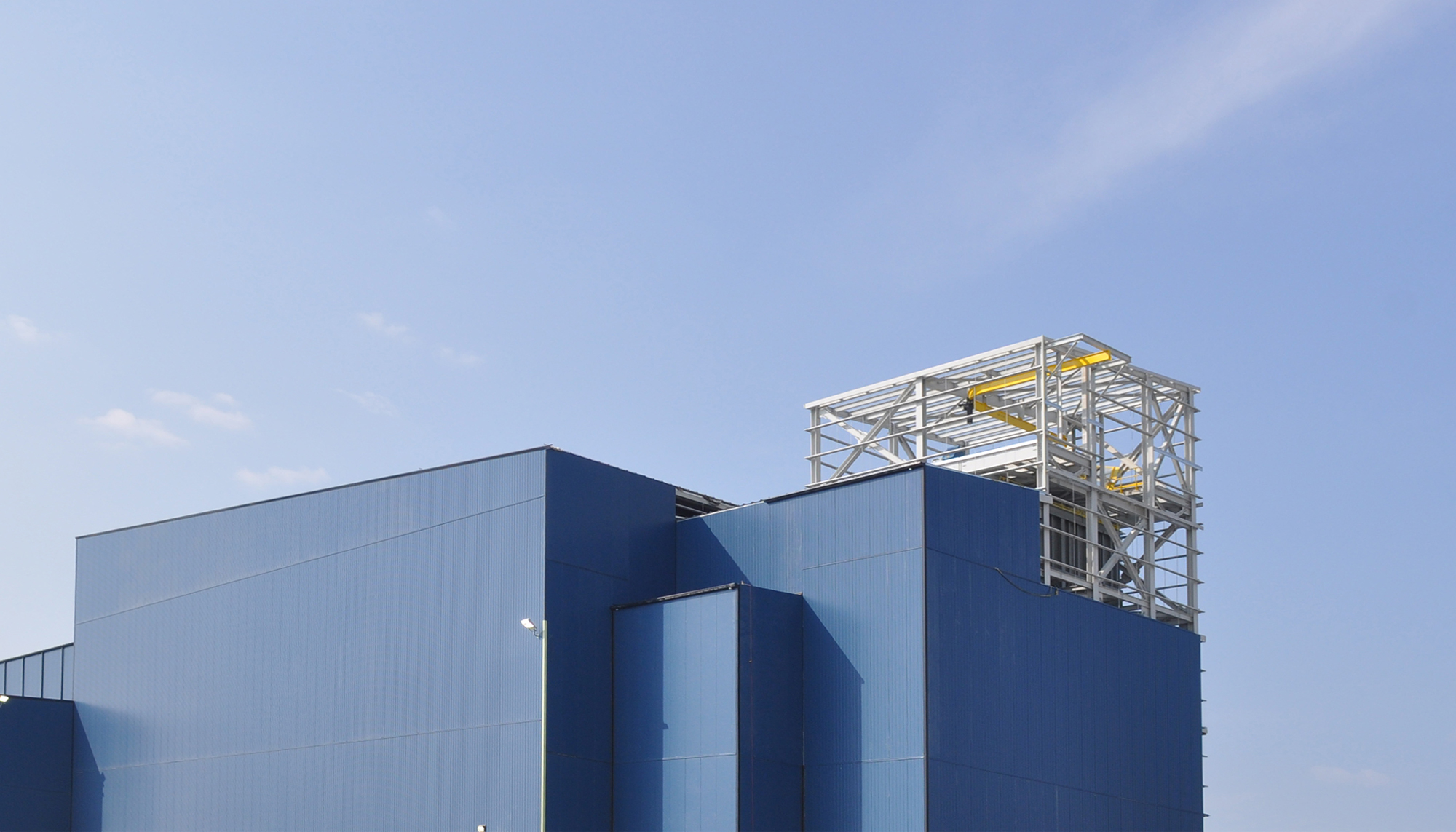 Industrial processing facility at the GreenStone Gold Mines site featuring exposed structural steel framing and insulated wall systems.