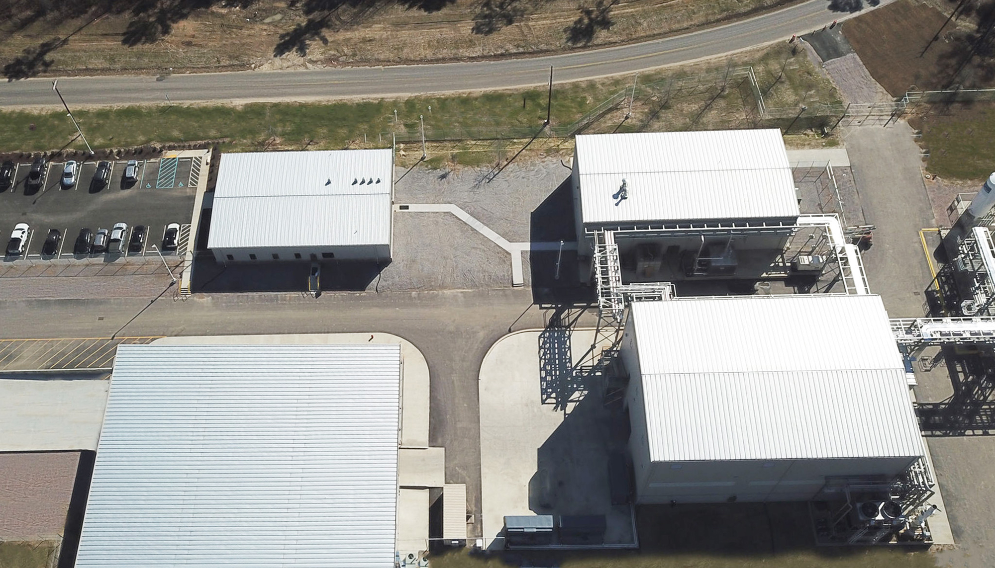 Aerial view of the MIWON Specialty Chemicals USA campus showing multiple coordinated manufacturing buildings connected through integrated utility and process infrastructure.