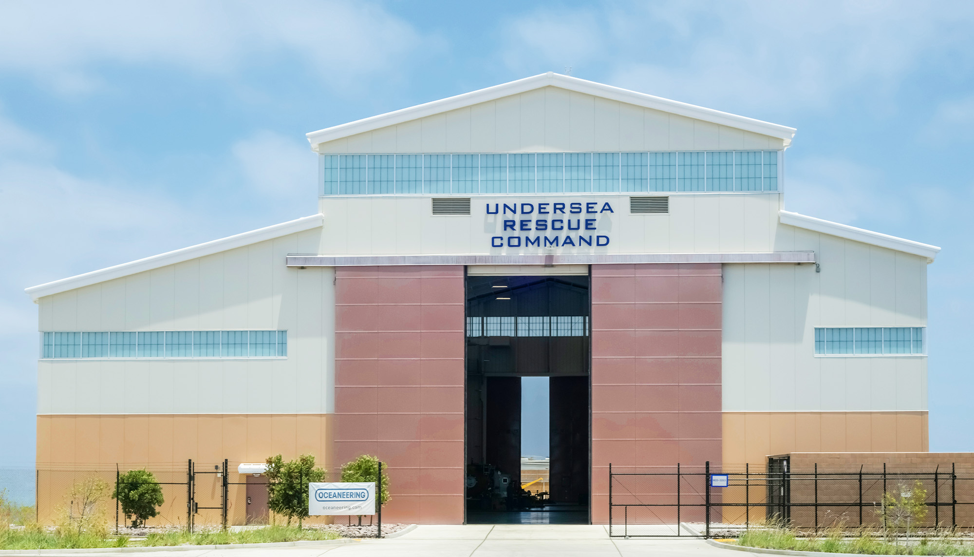 Undersea Rescue Command facility with metal wall panel systems, clear span steel framing and pre-engineered metal building construction