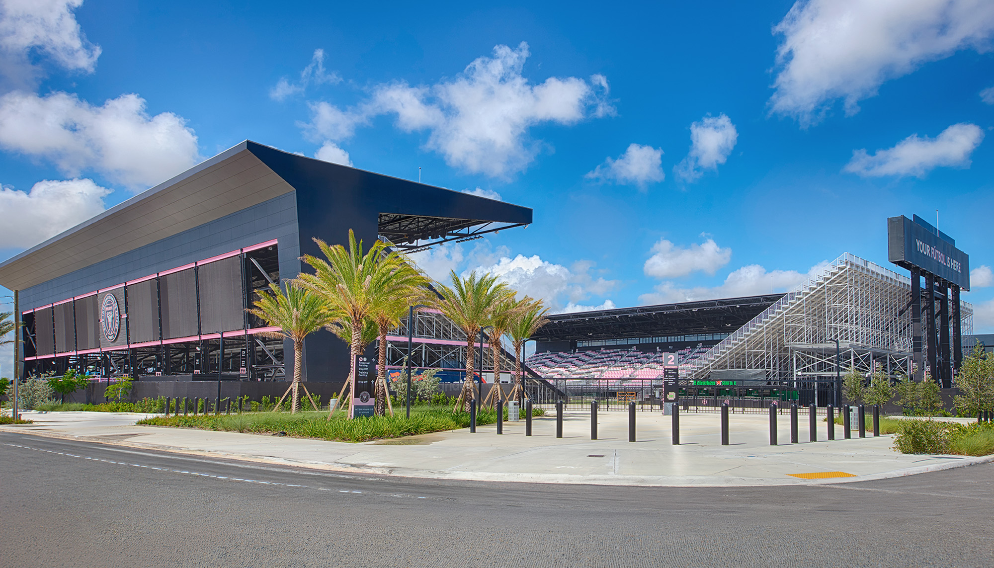 Inter Miami CF Training Facility featuring professional soccer stadium, architectural steel structures and elite sports facility construction.