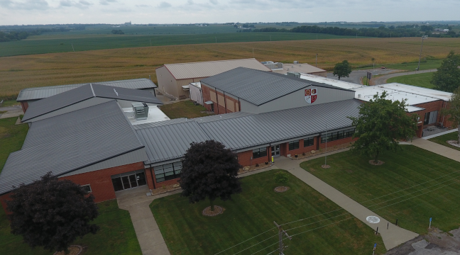 Aerial view of Santa Fe Schools Retrofit Roof